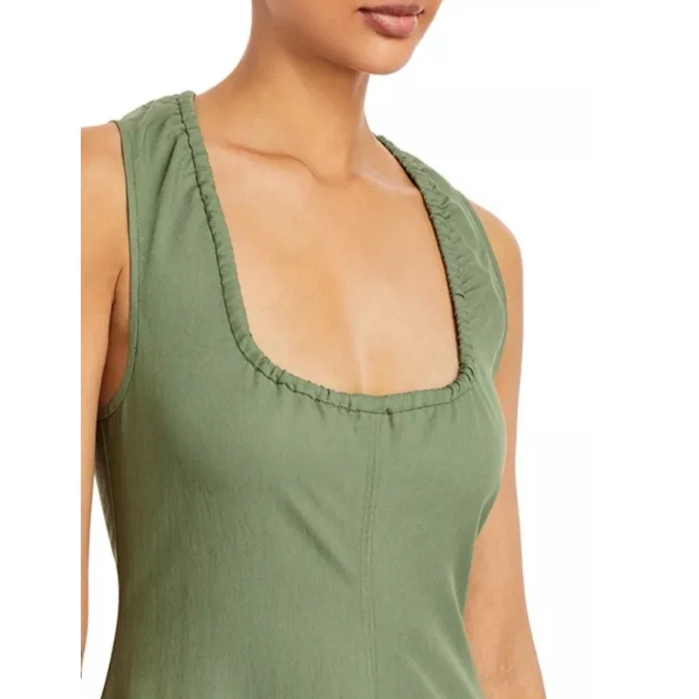 NWT Proenza Schouler White Label Drawstring Neck Midi Dress Green US 6